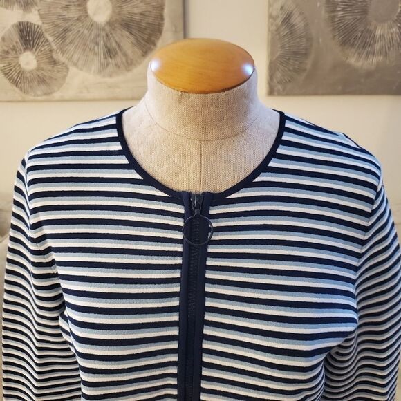 Akris Punto Stripe Crop Cardigan sz 10 - Picture 7 of 15